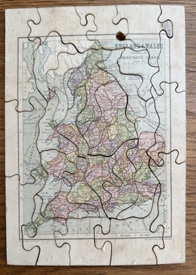 Lot 312 - A late 19th century ‘New Dissected Map of England & Wales’ puzzle, probably by W Peacocks
