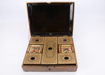 Lot 331 - A mid 19th century Chinese Export lacquer card box