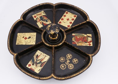 Lot 333 - An 19th century papier-mâché Pope Joan revolving wheel