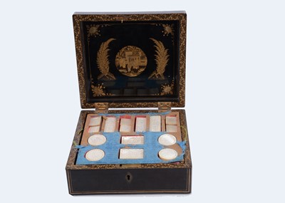 Lot 336 - A mid 19th century Chinese Export lacquer gaming counter box
