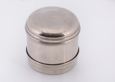 Lot 340 - A silver plated gaming counter cylindrical box