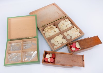Lot 353 - Gaming chips including fifty-four Chinese mother of pearl fish