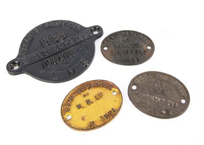 Lot 627 - Cast Iron Repair Plates and LMS Registration Plaque