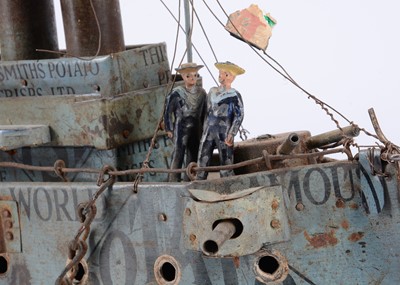 Lot 394 - A rare British Folk Art 1st World War Smith’s Potato Crisp tin Dreadnought