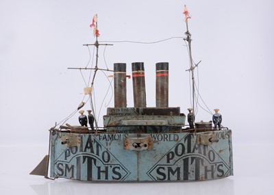 Lot 394 - A rare British Folk Art 1st World War Smith’s Potato Crisp tin Dreadnought