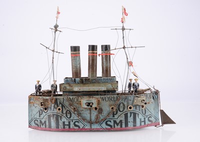 Lot 394 - A rare British Folk Art 1st World War Smith’s Potato Crisp tin Dreadnought