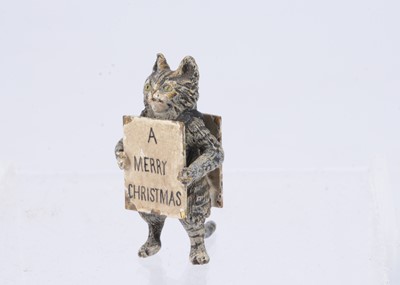 Lot 417 - A Viennese cold painted bronze miniature Christmas cat