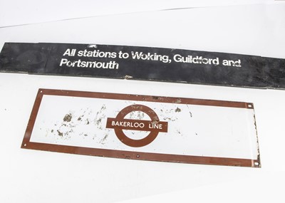 Lot 632 - London Underground enamelled London Transport Bakerloo Sign and BR Plywood  Station Destination Board