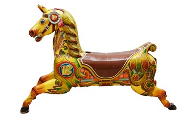 Lot 427 - A large English painted wooden carousel horse ‘David’