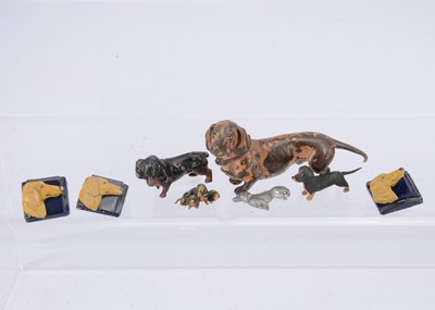 Lot 455 - A cold painted bronze dachshund