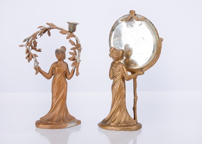 Lot 484 - Two early 20th century German cast-metal dolls’ house Art Nouveau ladies