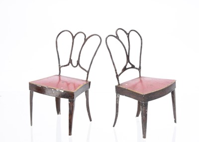 Lot 490 - A near pair of 19th century Rock & Graner dolls’ house tinplate dinning chairs