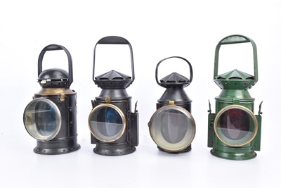 Lot 641 - Four Repainted/Restored Railway Lamps