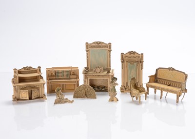 Lot 501 - Late 19th century cardboard dolls’ house furniture assembled from flat sheets