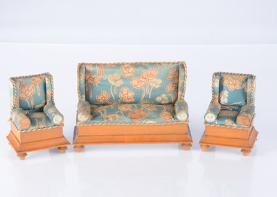 Lot 504 - A Schneegas dolls’ house sofa and two armchairs