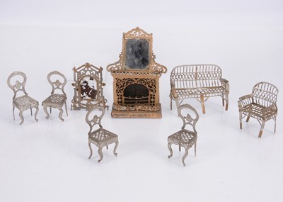 Lot 546 - Late 19th century German soft metal small scale dolls’ house furniture