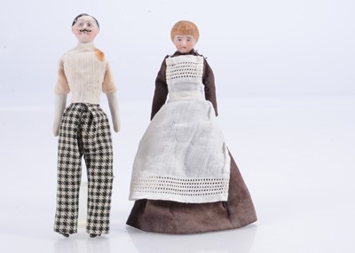 Lot 565 - Two Simon & Halbig bisque shoulder-head dolls’ house dolls