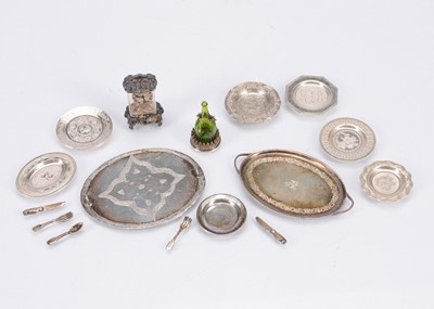 Lot 592 - Miniature artist dolls’ house silver chattels