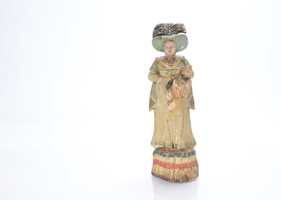 Lot 676 - A rare early 19th century Sergiev Posad large trihedrial wooden doll