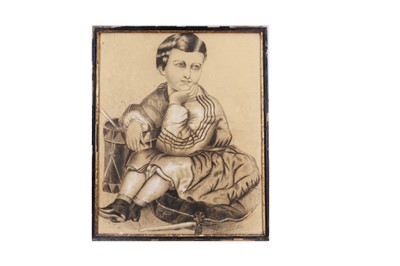 Lot 692 - An 19th century charcoal drawing of a young boy signed C H Renaud and dated 1885