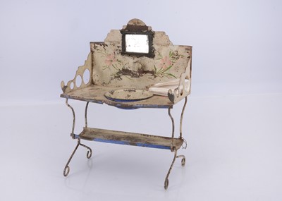 Lot 697 - An 19th century doll’s tinplate washstand