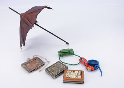 Lot 762 - A German doll’s tinplate specimen box and other items