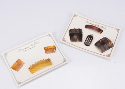 Lot 767 - A French doll’s carded tortoiseshell comb set