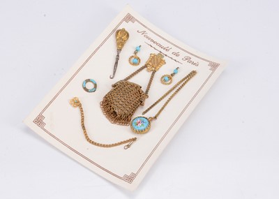 Lot 772 - A French carded doll’s gilt-metal and turquoise coloured jewellery