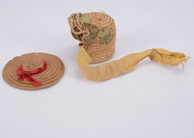 Lot 773 - Two mid 19th century doll’s straw hats