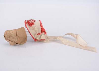 Lot 774 - Two mid 19th century doll’s silk bonnets