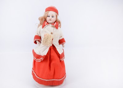 Lot 795 - An 19th century German swivel shoulder-head lady doll
