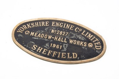 Lot 674 - Yorkshire Engine Co Ltd Brass Diesel Locomotive Works Plate