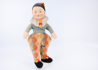 Lot 840 - A 1930s Merrythought Harlequin doll