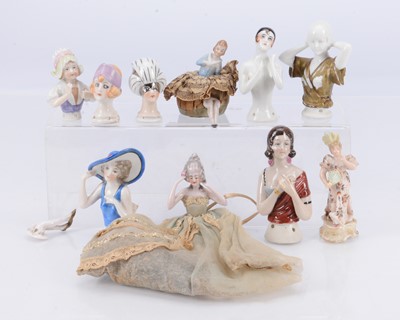 Lot 853 - Ten half doll/pin cushion dolls