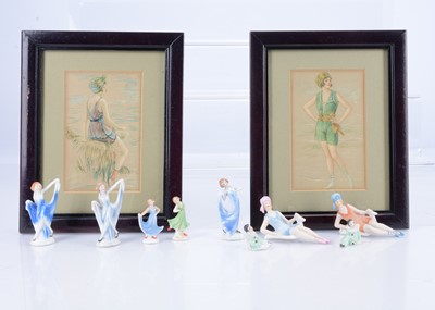 Lot 854 - Two German bisque bathing beauties