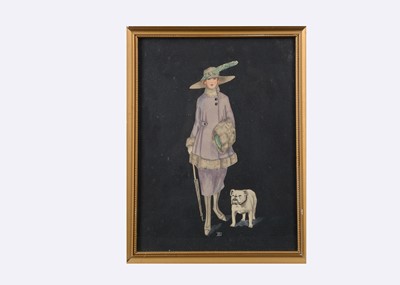 Lot 862 - A  watercolour of a 1910/20s sophisticated women