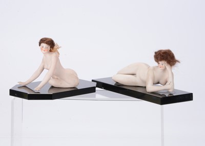 Lot 864 - Two German bisque Bathing Beauties