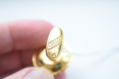Lot 27 - A pair of continental 14k marked gentleman's jadeite jade cufflinks