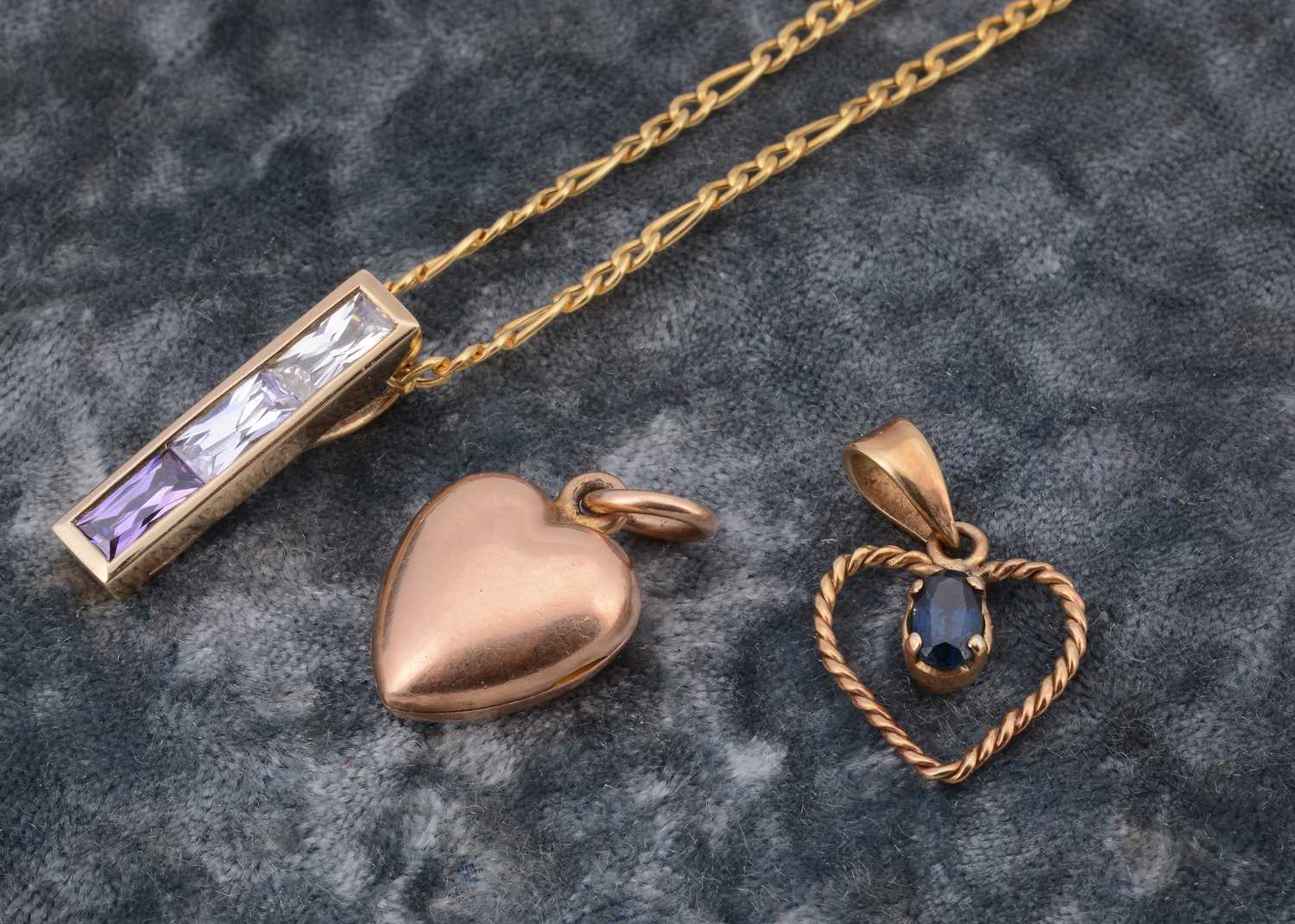 Lot 30 - Two heart shaped drop pendants