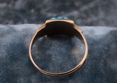 Lot 34 - A 15ct gold seed pearl and turquoise dress ring