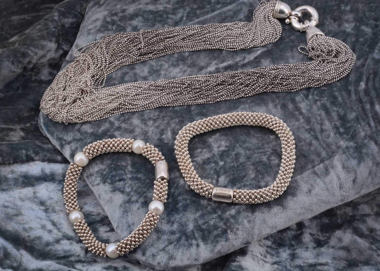 Lot 35 - A continental silver necklace with multi strands