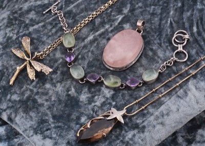 Lot 37 - A large rose quartz pendant