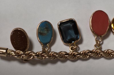 Lot 73 - A multi gem set 9ct gold bracelet