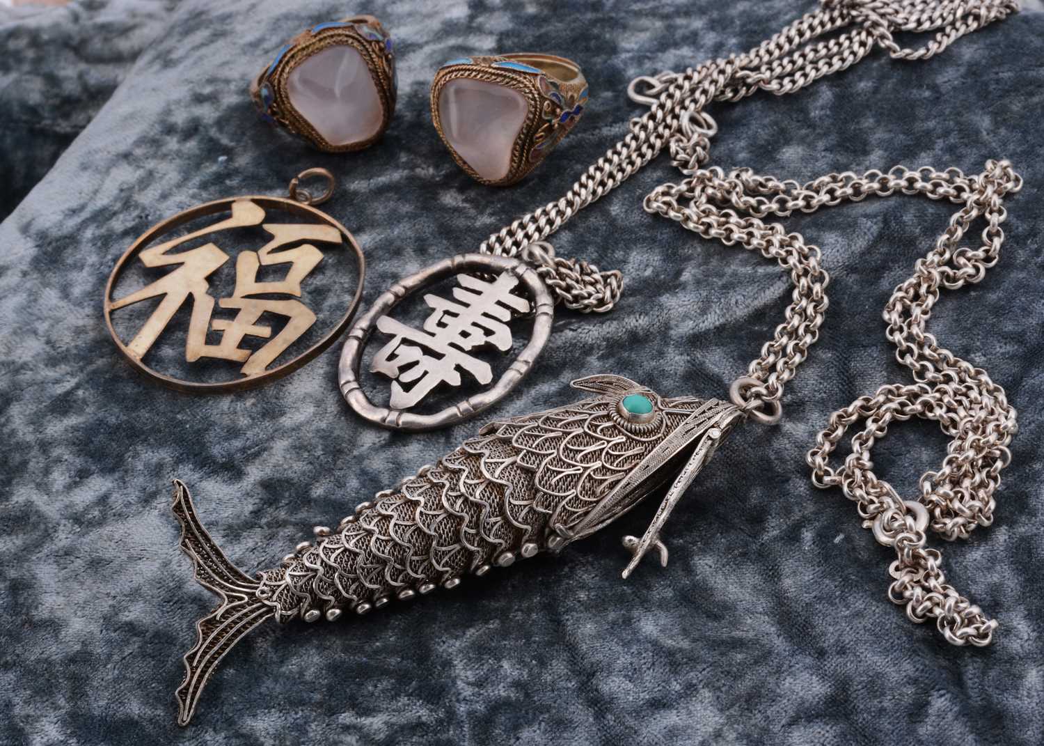 Lot 74 - A collection of Chinese silver jewels