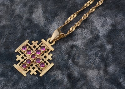 Lot 90 - A 14ct gold Jerusalem cross