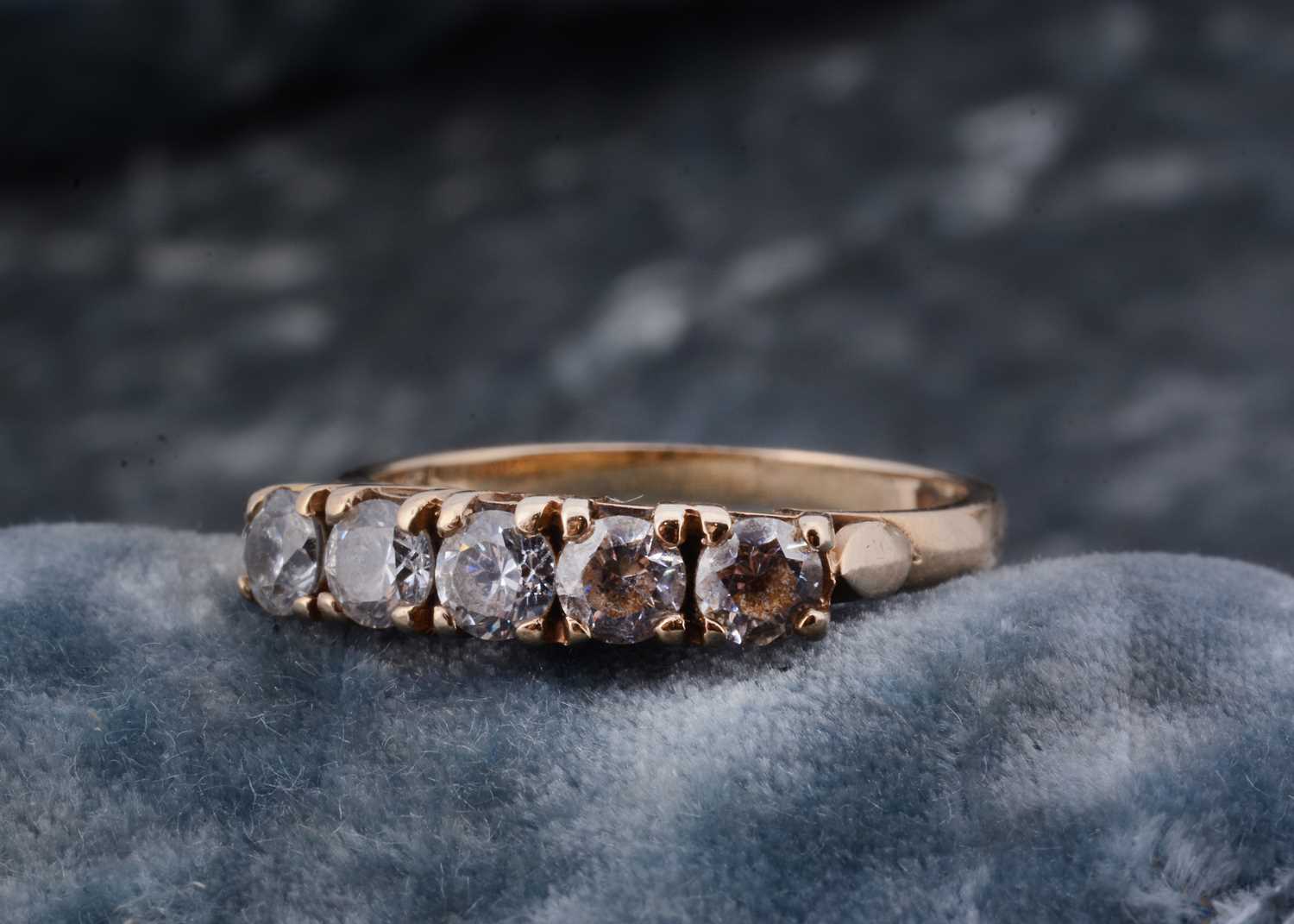 Lot 95 - A 9ct gold five stone cubic zirconia dress ring