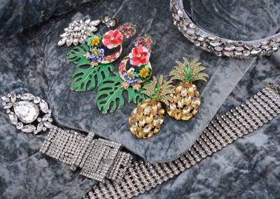 Lot 183 - A pair of paste set pineapple drop earrings