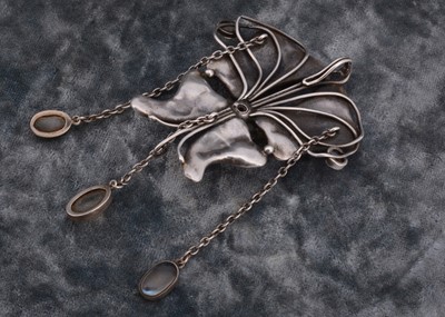 Lot 226 - Charles Robert Ashbee 1865-1942 for the Guild of Handicraft Ltd, silver enamel and moonstone Arts and Crafts pendant