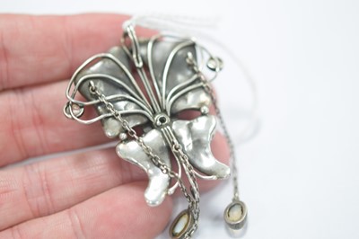 Lot 226 - Charles Robert Ashbee 1865-1942 for the Guild of Handicraft Ltd, silver enamel and moonstone Arts and Crafts pendant