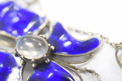 Lot 226 - Charles Robert Ashbee 1865-1942 for the Guild of Handicraft Ltd, silver enamel and moonstone Arts and Crafts pendant